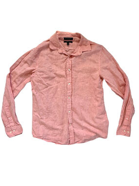 Banana Republic Untucked Slim Fit Linen Cotton Shirt L Coral
